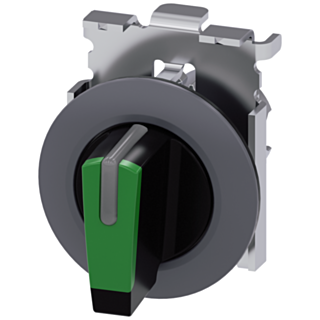 Toggle switch, illuminable, 30 mm, round, metal, matt, green