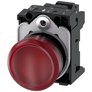Indicator light, 22 mm, round, plastic, red, lens, smooth, 110 V AC