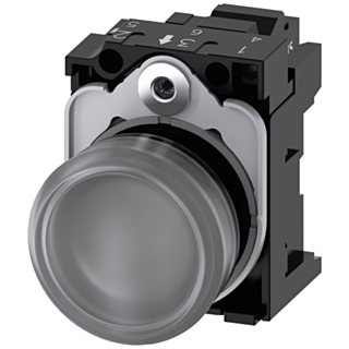 Indicator light, 22 mm, round, plastic, clear, lens, smooth, 24 V AC/DC