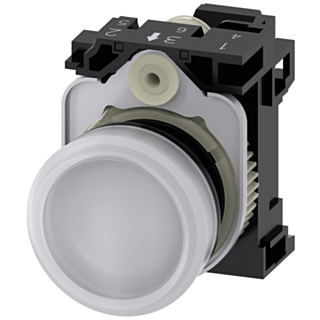 Indicator light, 22 mm, round, plastic, white, lens, smooth, 24 V AC/DC