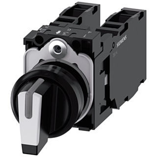 Toggle switch, illuminable, 22 mm, round, plastic, black, white, 2x1 NO + 1 NC