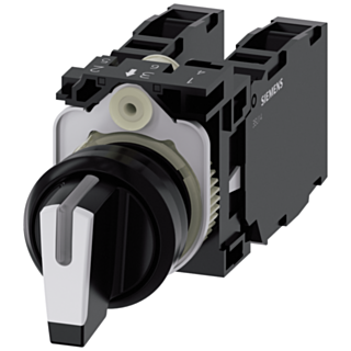 Toggle switch, illuminable, 22 mm, round, plastic, black, white, 2x1 NO + 1 NC