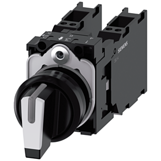 Toggle switch, illuminable, 22 mm, round, plastic, black, white, 2x1 NO + 1 NC