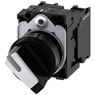 Toggle switch, illuminable, 22 mm, round, plastic, black, white, 1 NO + 1 NC