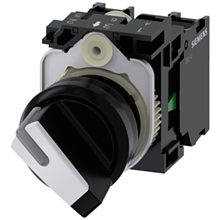 Toggle switch, illuminable, 22 mm, round, plastic, black, white, 1 NO + 1 NC