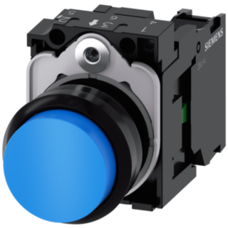 Pushbutton, 22 mm, round, plastic, blue, button, 1 NO