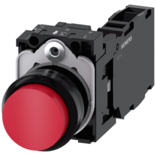 Pushbutton, 22 mm, round, plastic, red, button, 1 NO + 1 NC