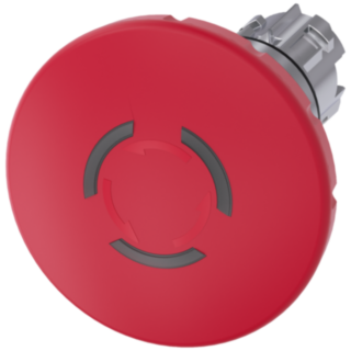 Emergency stop mushroom pushbutton, illuminated, 22 mm, round, metal, high gloss, red, 60 mm
