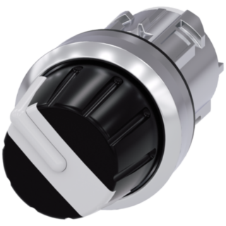 Toggle switch, 22 mm, round, metal, high gloss, white, rotary knob