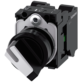 Toggle switch, illuminable, 22 mm, round, plastic, black, white, 1 NO + 1 NC