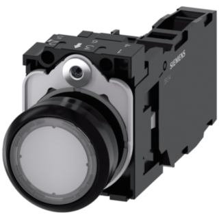 Pushbutton, illuminated, 22 mm, round, plastic, clear, 1 NO + 1 NC, 230 V AC
