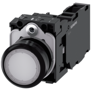 Pushbutton, illuminated, 22 mm, round, plastic, white, 1 NO + 1 NC, 24 V AC/DC