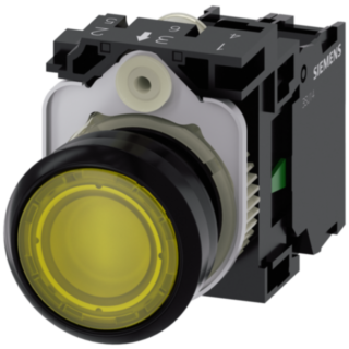 Pushbutton, illuminated, 22 mm, round, plastic, yellow, 1 NO, 24 V AC/DC
