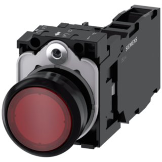 Pushbutton, illuminated, 22 mm, round, plastic, red, 1 NO + 1 NC, 110 V AC