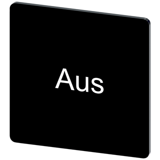 Labeling plate 27 x 27 mm, label black, labeling: Aus