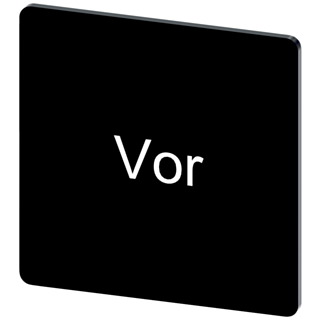 Labeling plate 27 x 27 mm, label black, labeling: Vor