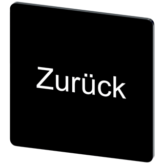 Labeling plate 27 x 27 mm, label black, labeling: Zurück