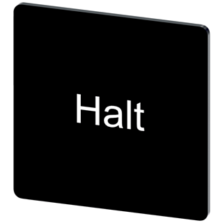 Labeling plate 27 x 27 mm, label black, labeling: Halt