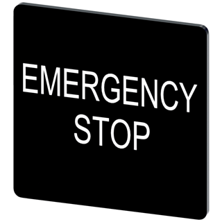 Labeling plate 27 x 27 mm, label black, labeling: Emergency Stop
