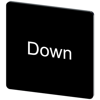 Labeling plate 27 x 27 mm, label black, labeling: Down