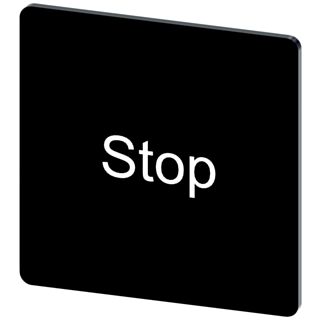 Labeling plate 27 x 27 mm, label black, labeling: Stop
