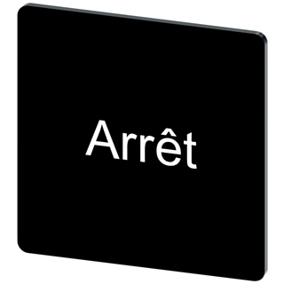Labeling plate 27 x 27 mm, label black, labeling: Arret