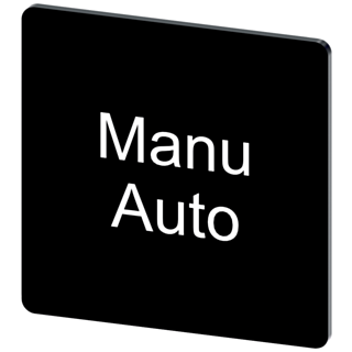 Labeling plate 27 x 27 mm, label black, labeling: Manu Auto