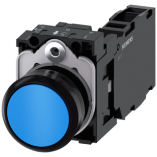 Pushbutton, 22 mm, round, plastic, blue, button, 1 NO + 1 NC