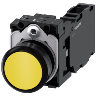 Pushbutton, 22 mm, round, plastic, yellow, button, 1 NO + 1 NC