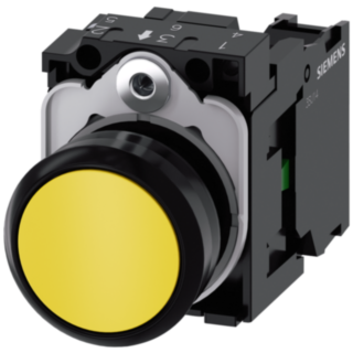 Pushbutton, 22 mm, round, plastic, yellow, button, 1 NO