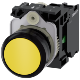 Pushbutton, 22 mm, round, plastic, yellow, button, 1 NO