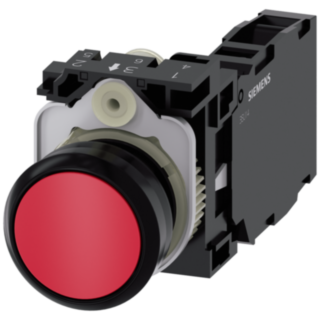 Pushbutton, 22 mm, round, plastic, red, button, 1 NO + 1 NC