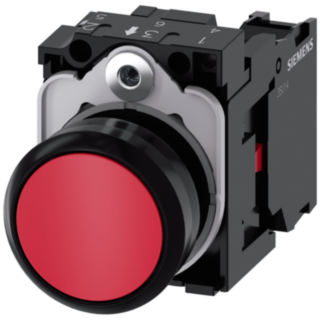 Pushbutton, 22 mm, round, plastic, red, button, 1 NC
