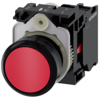 Pushbutton, 22 mm, round, plastic, red, button, 1 NC