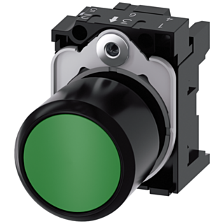 Pushbutton, 22 mm, round, plastic, green, button
