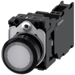 Pushbutton, illuminated, 22 mm, round, plastic, clear, 1 NO + 1 NC, 24 V AC/DC