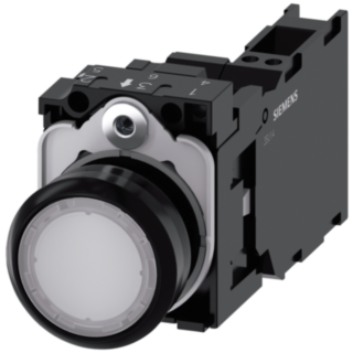 Pushbutton, illuminated, 22 mm, round, plastic, white, 1 NO + 1 NC, 24 V AC/DC