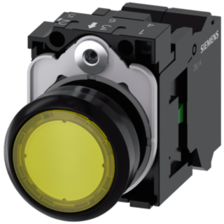 Pushbutton, illuminated, 22 mm, round, plastic, yellow, 1 NO, 24 V AC/DC
