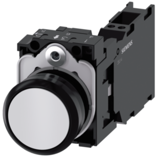 Pushbutton, 22 mm, round, plastic, white, button, 1 NO + 1 NC
