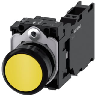Pushbutton, 22 mm, round, plastic, yellow, button, 1 NO + 1 NC