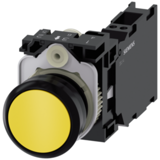 Pushbutton, 22 mm, round, plastic, yellow, button, 1 NO + 1 NC