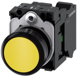 Pushbutton, 22 mm, round, plastic, yellow, button, 1 NO