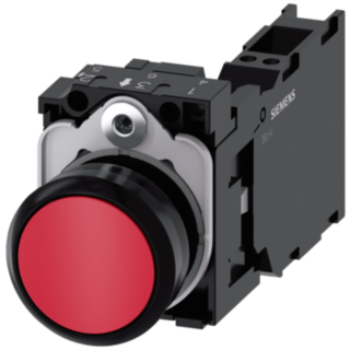 Pushbutton, 22 mm, round, plastic, red, button, 1 NO + 1 NC