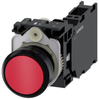 Pushbutton, 22 mm, round, plastic, red, button, 1 NO + 1 NC