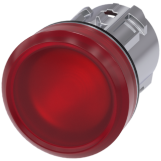 Indicator light, 22 mm, round, metal, high gloss, red, lens, smooth