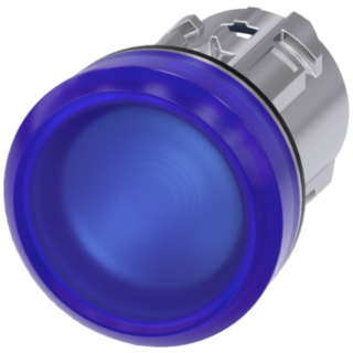 Indicator light, 22 mm, round, metal, high gloss, blue, lens, smooth