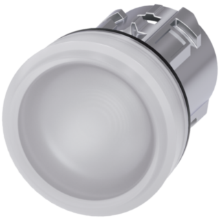 Indicator light, 22 mm, round, metal, high gloss, white, lens, smooth