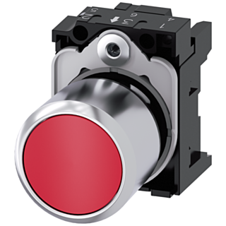 Pushbutton, 22 mm, round, metal, high gloss, red, button