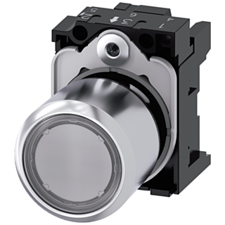 Pushbutton, illuminated, 22 mm, round, metal, high gloss, clear