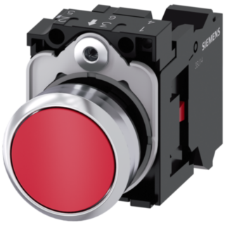 Pushbutton, 22 mm, round, metal, high gloss, red, button, 1 NC